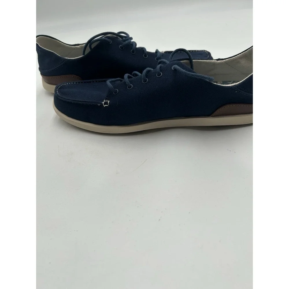 OluKai Manoa Shoes Mens Sz 13 Blue Lace Up Moccasin Boat Deck Canvas Sneaker